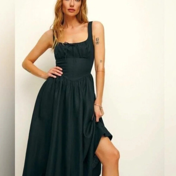 Reformation Dresses & Skirts - NEW Reformation Balia Linen Midi  Dress in Black | size 2